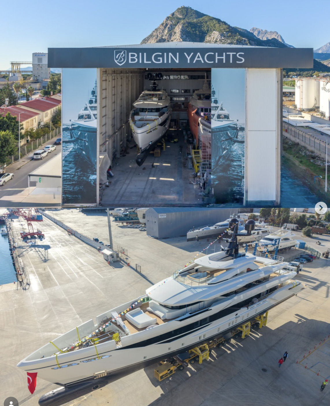 Yacht under construction at the Bilgin Yachts shipyard